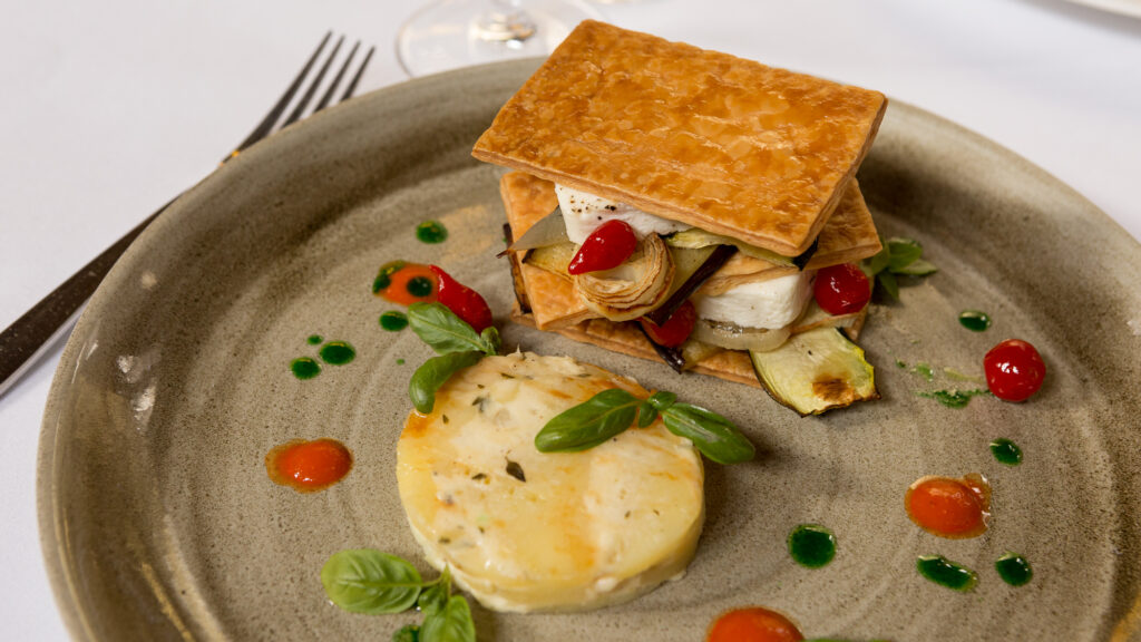 April - Goat Cheese and Provencale Vegetable Mille Feuille